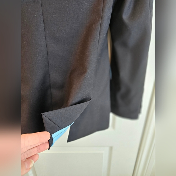 Faconnable Navy Blue Wool Blazer Size 8 - Picture 10 of 11